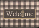 MISC Welcome Rug Pineapple Gray/Gold 2'8x3'10 Gold Plaid Farmhouse Nylon Contains Latex