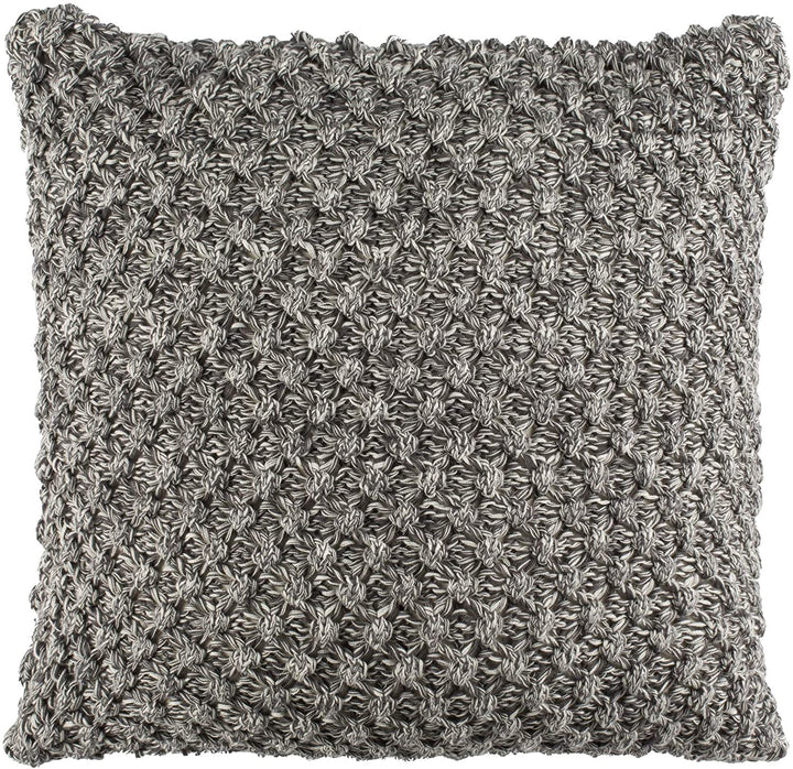 MISC 20" Knit Pillow Beige Grey Textured Cotton Single Removable Cover