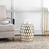 Honeycomb Ceramic Decorative Garden Stool Gold White Modern Contemporary Glossy