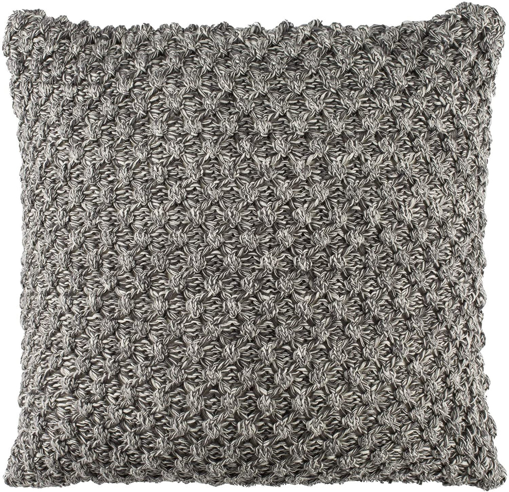 MISC 20" Knit Pillow Beige Grey Textured Cotton Single Removable Cover