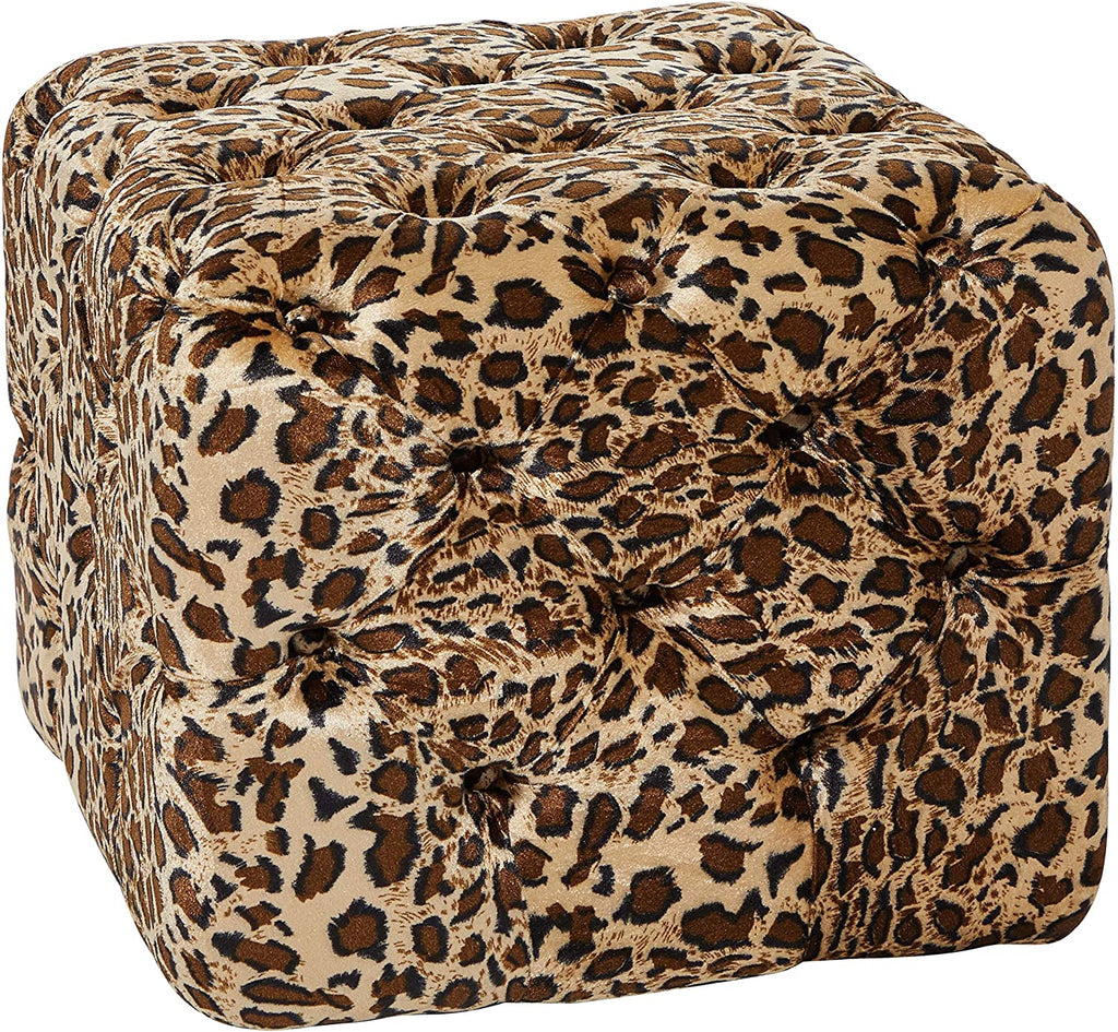 Unknown1 Colored Cotton Tufted Leopard Ottoman 24" X 19" 24 X 20 18 Color Solid Bohemian Eclectic Fabric