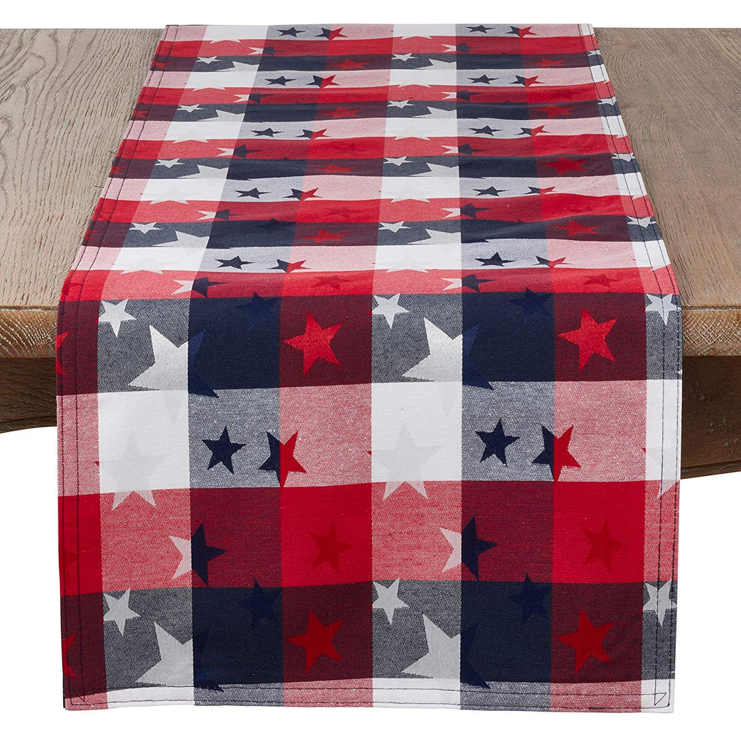 American Flag Table Runner USA Red White & Blue Checkered