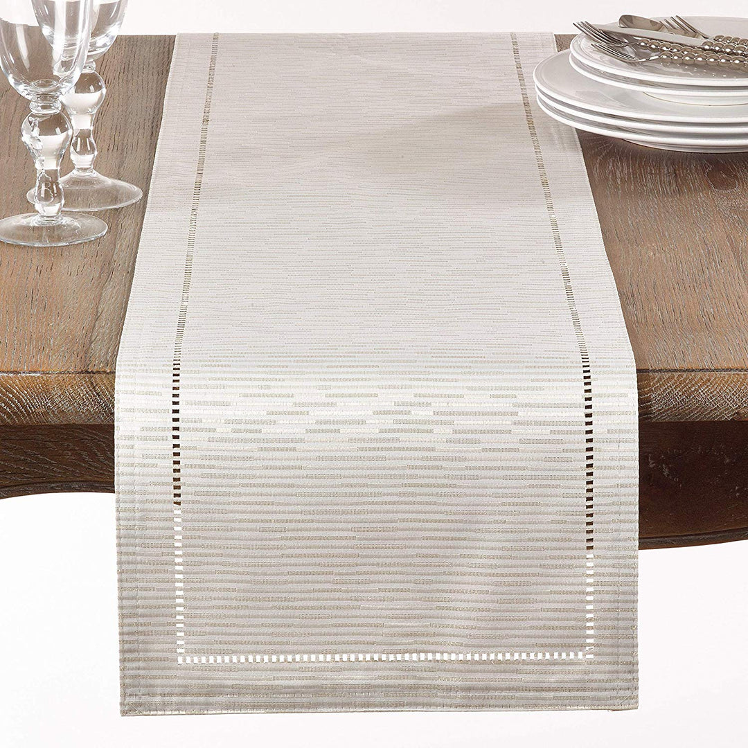 Ivory Hemstitch Table Runner Woven Off White Hemstitched