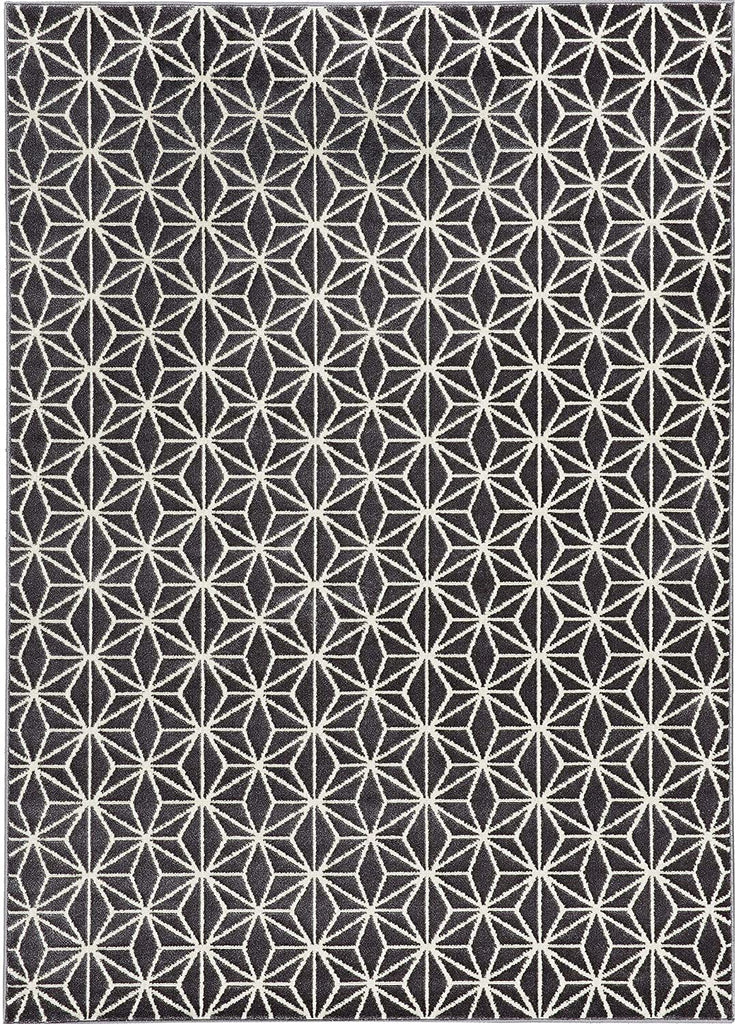 Loft Modern Geometric Star Grey Polypropylene Rug (5'3 X 7'4) 5'3" 7'4" Ivory Transitional Rectangle Synthetic Contains Latex Stain Resistant