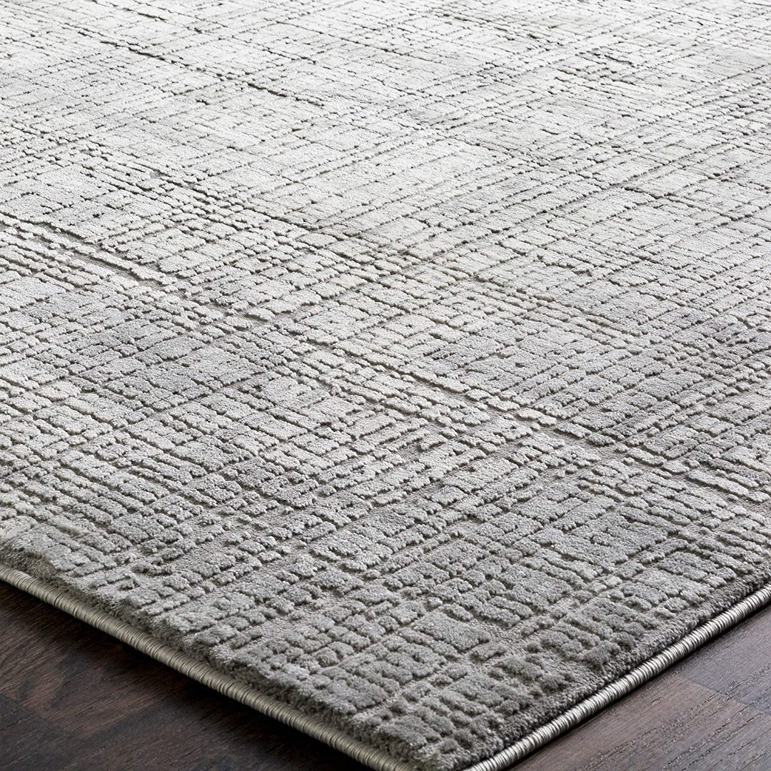 Abstract Grey Area Rug 9'3" X 12'3" Modern Contemporary Rectangle Polyester Polypropylene Latex Free