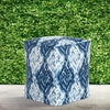 Indoor Outdoor Pouf Blue Ikat Modern Contemporary Polyester Fade Resistant