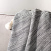 50 X 60 inch Pom Throw Blanket Grey Off/White Striped Modern Contemporary Cotton