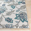 White Floral Indoor/Outdoor Area Rug 7'3" Round Botanical Transitional Polypropylene Latex Free