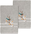 Unknown1 Turkish Cotton Blue Bird Embroidered Light Grey 2 Piece Towel Hand Set Cloth