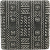Onyx Upholstered Metal Ottoman Black Geometric Industrial Pattern Square Fabric Foam