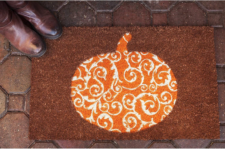 Scrolled Pumpkin Non Slip Coir Doormat Color