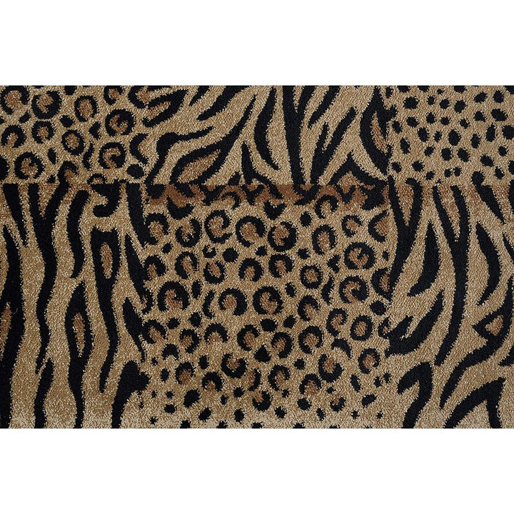 Wild Animal Circular Rug Exotic Safari Animals Zebra Tiger Cheetah Leopard Prints 5ft Round Area Rug Modern Indoor Circle Floor Mat Black White