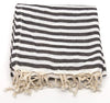 Charcoal Black Turkish Cotton Bath/Beach Towel Striped