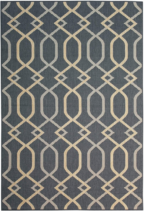 Home Charcoal (5'x8') Indoor/Outdoor Rug 5' X 8' Grey Geometric Mission Craftsman Rectangle Polypropylene Latex Free