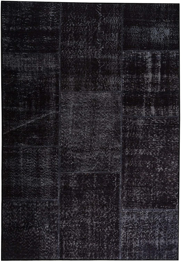 Handmade Charcoal Vintage Rug (India) 5' X 8' Black Blue