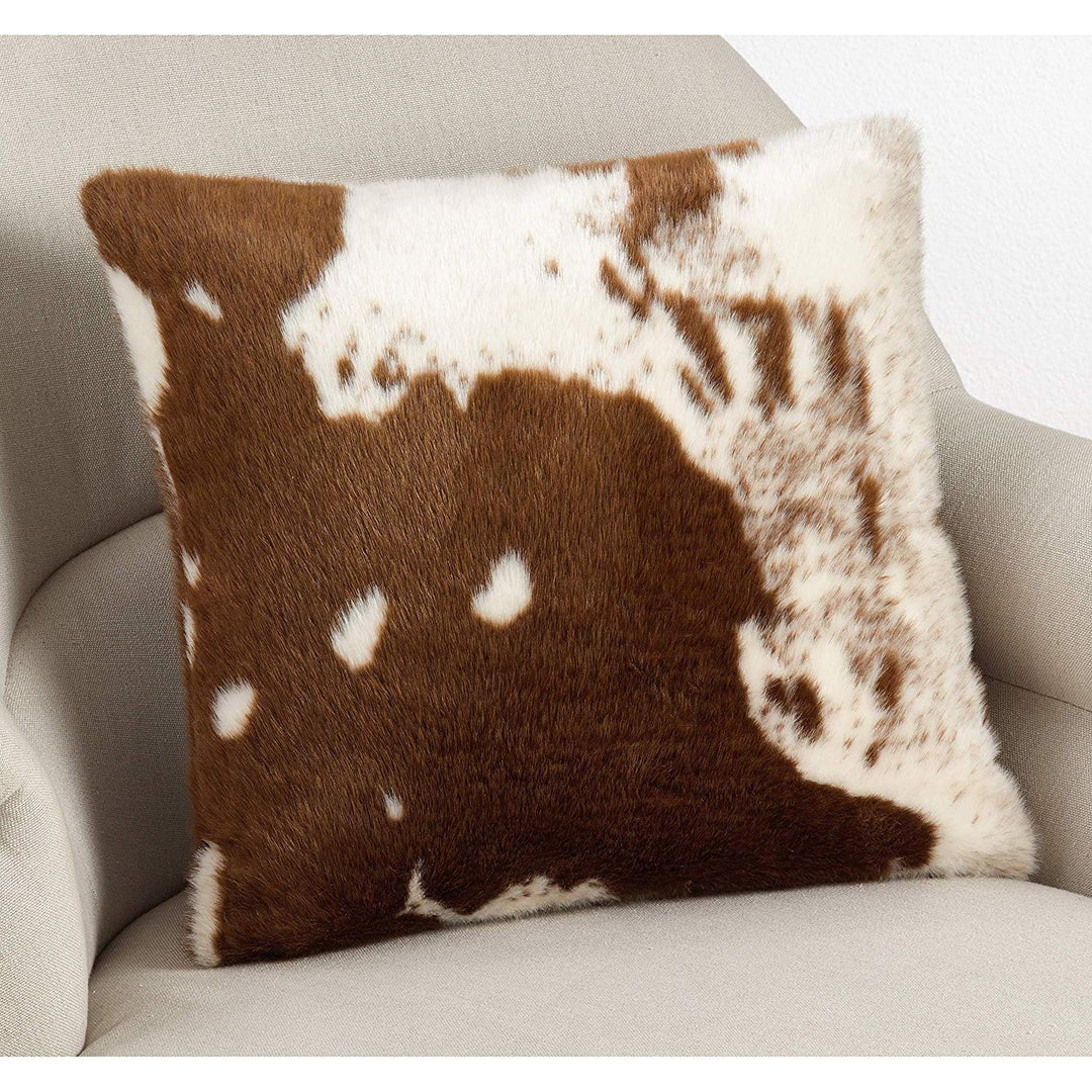 Brown White Cowhide Pillow Cow Hide Throw Pillow Faux Fur