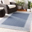 UKN Border Indoor/Outdoor Area Rug 3'7" X 5'7" Blue White Transitional Rectangle Olefin Latex Free Pet Friendly Stain Resistant