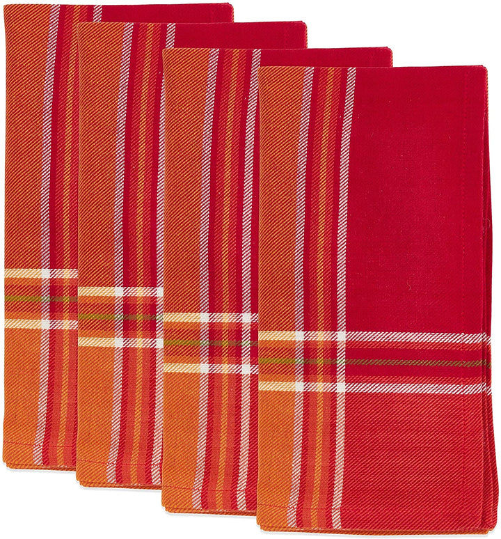 Pumpkin Leaf Jacquard Napkins (Set 4) Orange Square Cotton