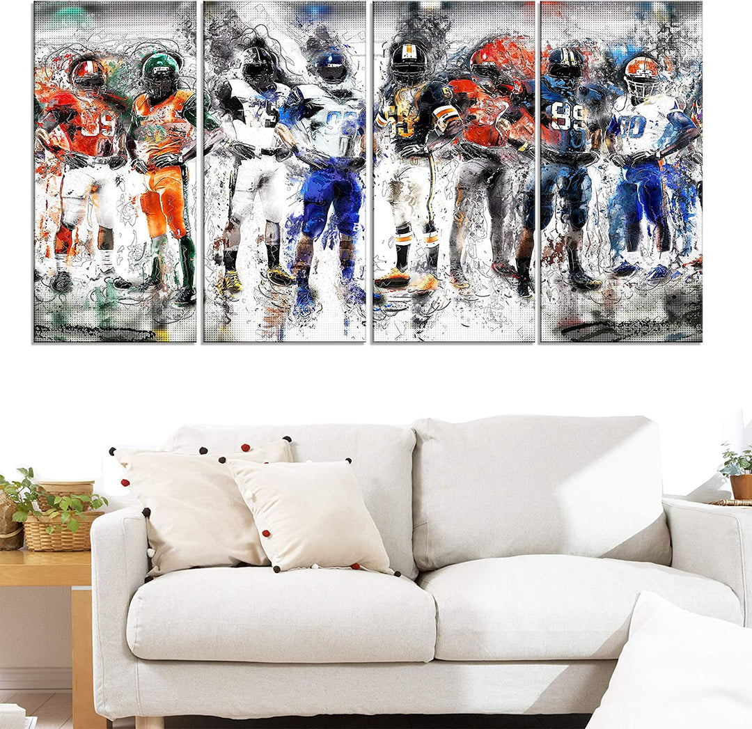 Football Team' Canvas Black Modern Contemporary Rectangle