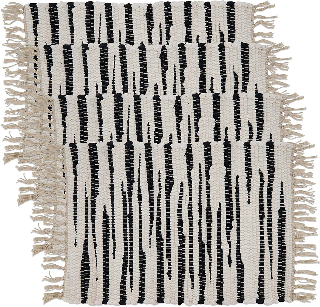 MISC Cotton Placemats Zebra Design (Set 4) Black Oblong