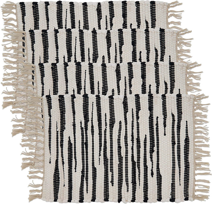 MISC Cotton Placemats Zebra Design (Set 4) Black Oblong