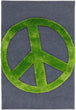 MISC Pepper Hand Woven Peace Sign Shag Area Rug 4' X 6' Green Graphic Kids Tween Polyester Synthetic Contains Latex Handmade