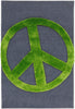 MISC Pepper Hand Woven Peace Sign Shag Area Rug 4' X 6' Green Graphic Kids Tween Polyester Synthetic Contains Latex Handmade