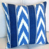 Ikat Stripe Cornflower Blue 18 inch Outdoor Throw Pillow (Set 2) White Stripe Modern Contemporary Polyester Two