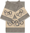 UKN Turkish Cotton Circles Embroidered Dark Grey 3 Piece Towel Set Cloth