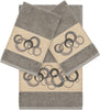 UKN Turkish Cotton Circles Embroidered Dark Grey 3 Piece Towel Set Cloth