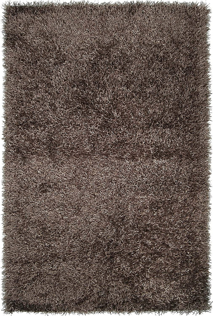 MISC Hand Woven Brown Soft Shag Area Rug 1'9" X 2'10" Black Solid Casual Polyester Synthetic Latex Free Handmade