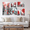 Unknown1 Paris London Collection (Red) Traditional Wall Art Set 5 Pieces Red Specialty