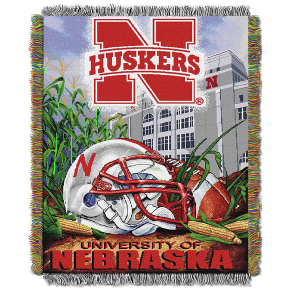48 x 60 NCAA Huskers Throw Blanket Huskers White College Theme Bedding Sports Patterned Collegiate Football Team Logo Fan Merchandise Athletic Team