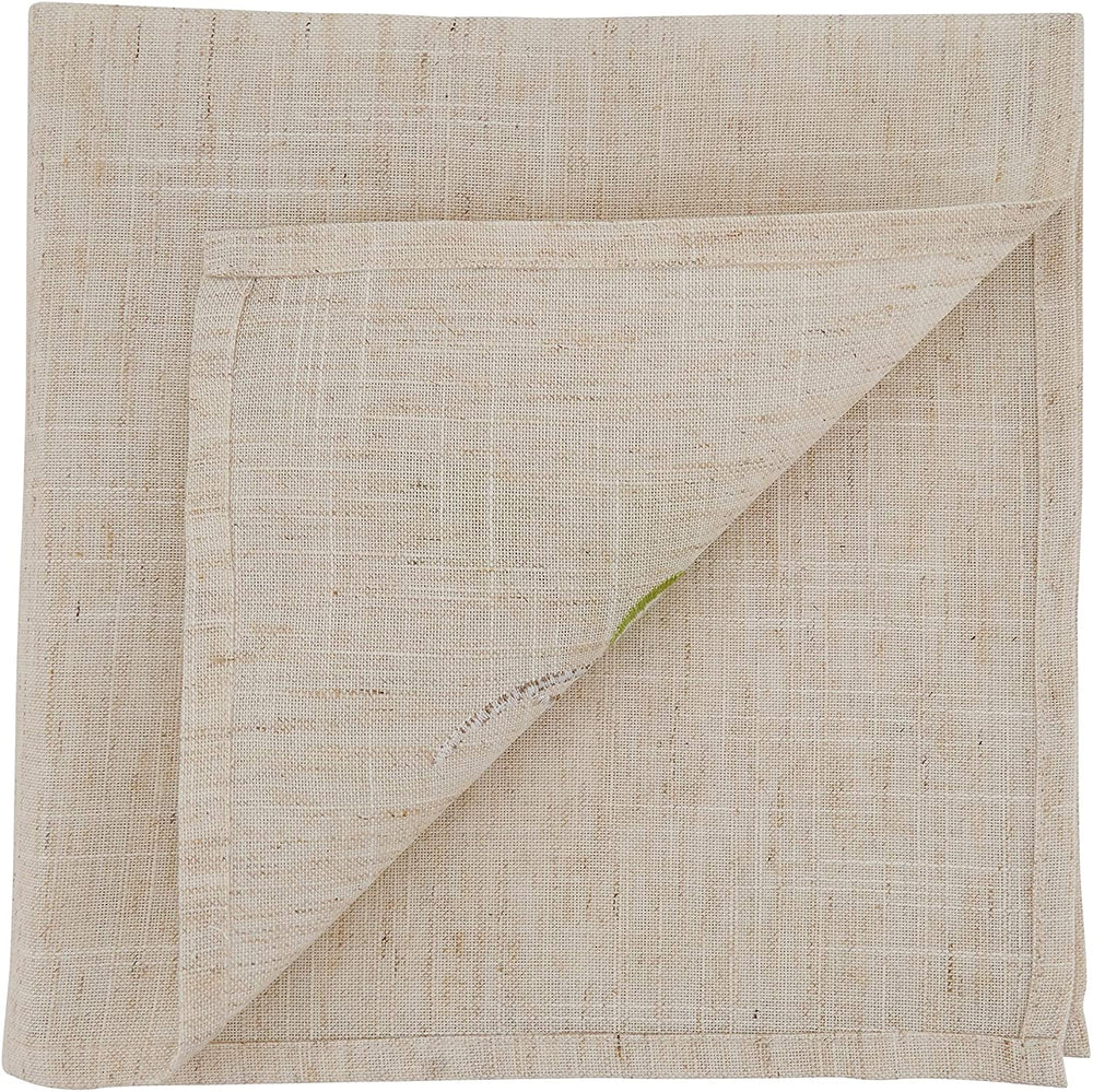 MISC Embroidered Table Napkins Vine Design (Set 4) 20" X Brown Square Linen Polyester