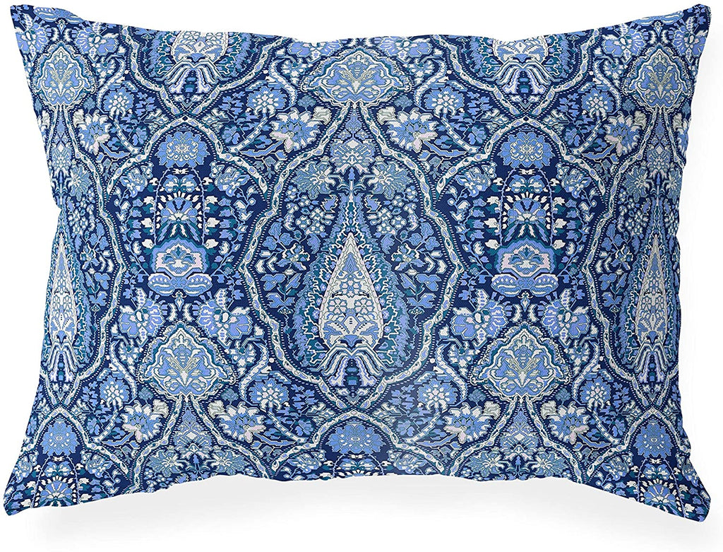 UKN Blue Lumbar Pillow Blue Geometric Global Polyester Single Removable Cover