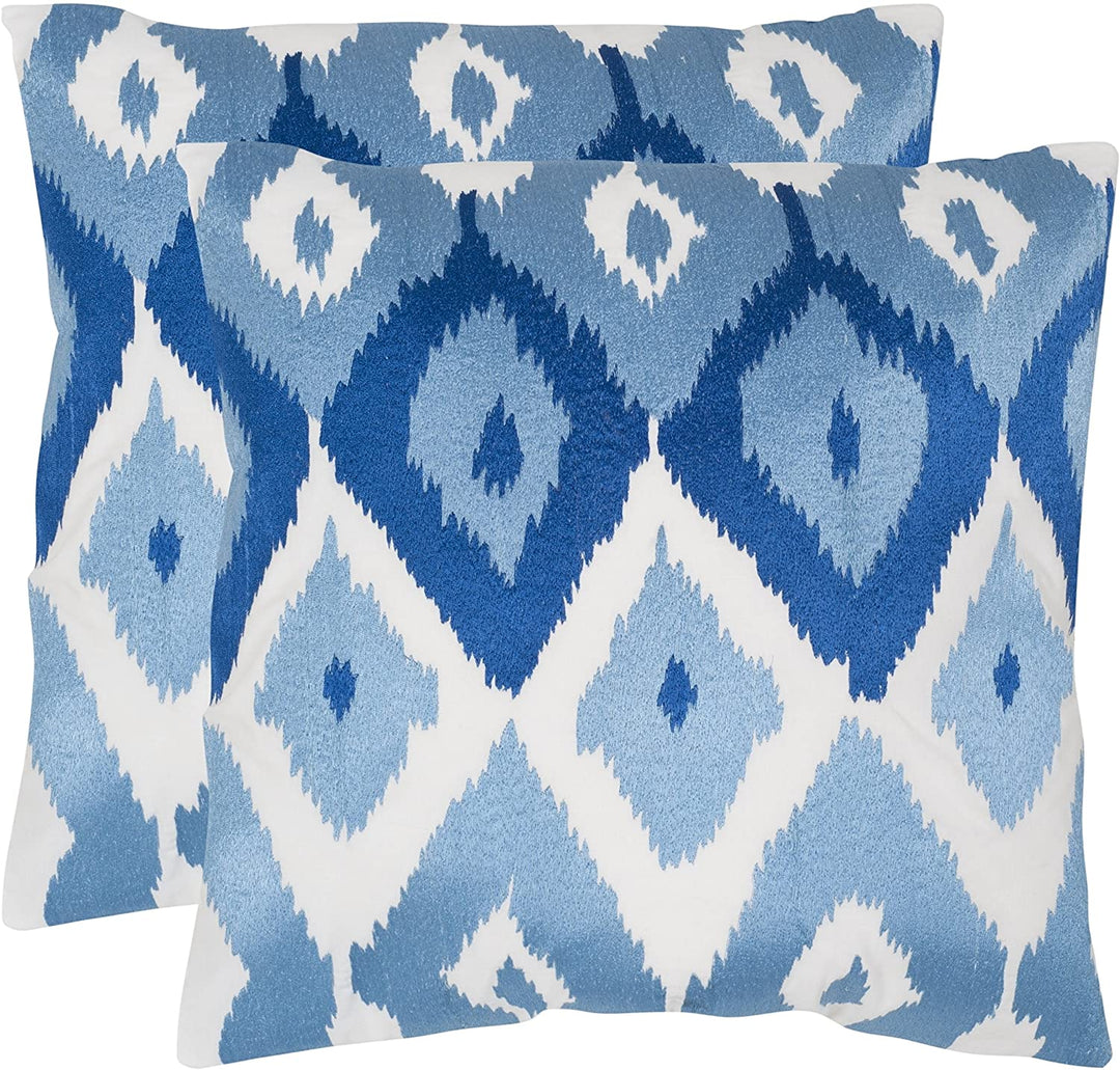 Indigo 18 inch Square Throw Pillows (Set 2) Blue Ikat