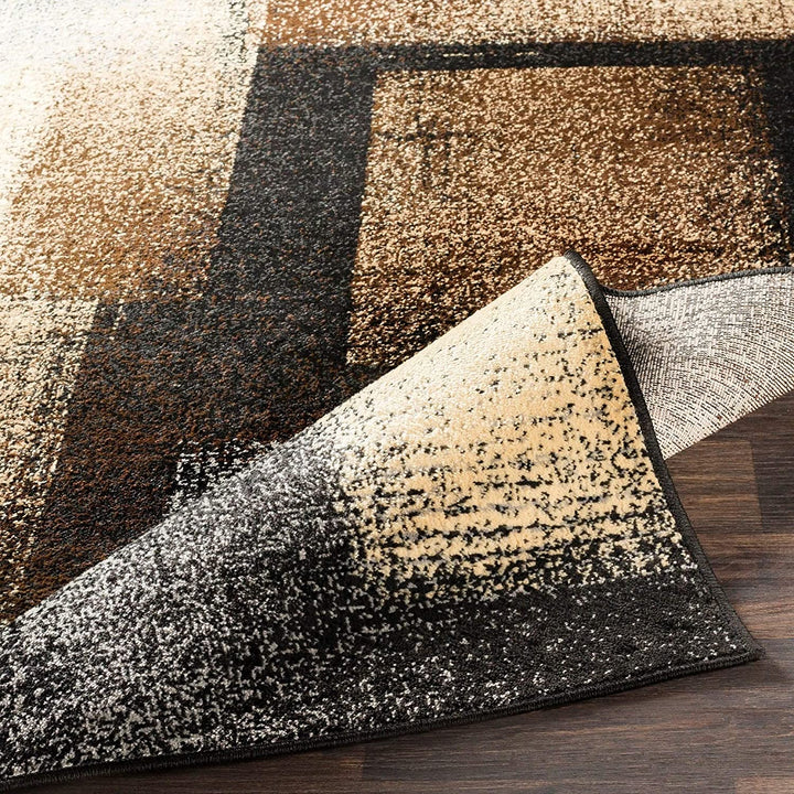 Contemporary Brown/Grey Runner 2'2" X 7'6" Brown Abstract Modern Rectangle Polypropylene Synthetic Latex Free Pet Friendly Stain Resistant