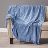 Cotton Throw Blanket Fringes by Blue Solid Color Modern Contemporary