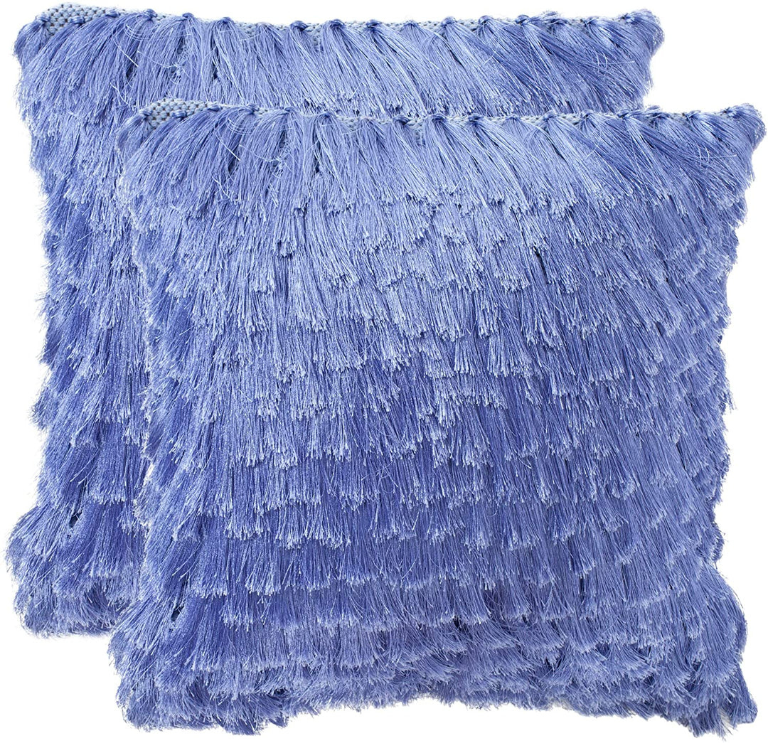 Shag 22 inch Lilac Feather/Down Decorative Shaggy Pillow