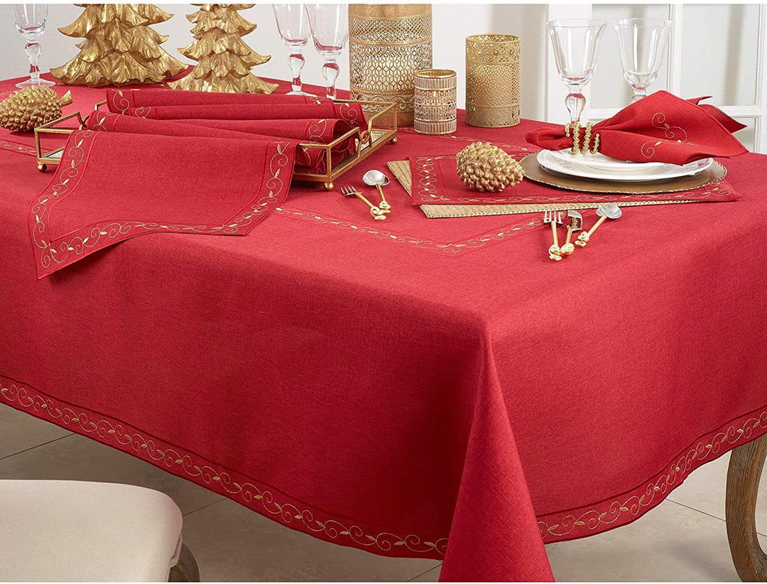 MISC Holiday Napkins Embroidered Design (Set 4) Red Polyester