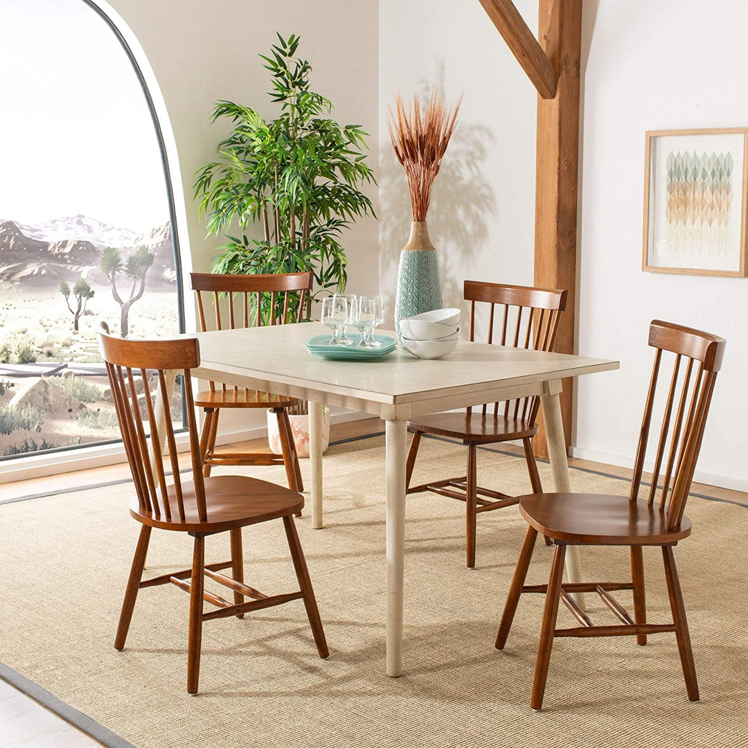 Dining Country Lifestyle Spindle Back Dark Oak Brown Chairs (Set 2) 20 5" X 21" 36" French Wood Lacquer - Diamond Home USA