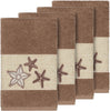 Unknown1 Latte Brown Turkish Cotton Starfish Embroidered Hand Towels (Set 4)