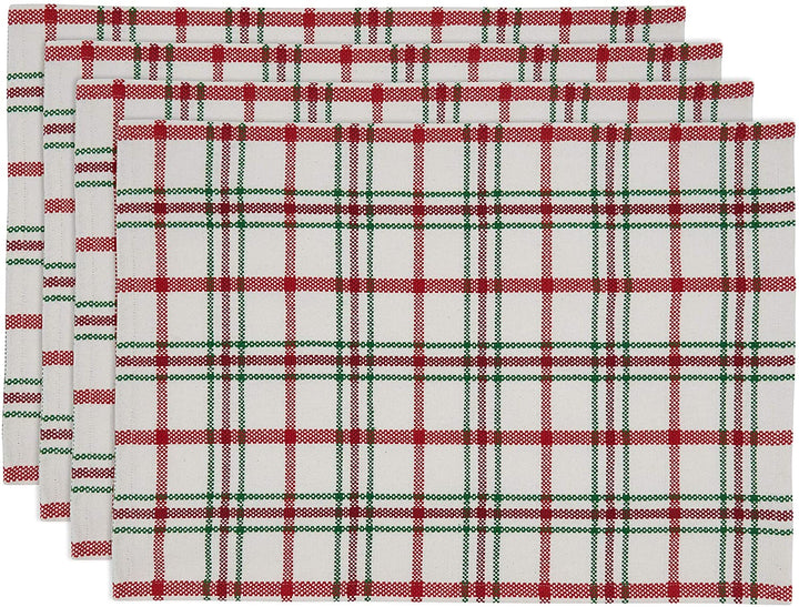 MISC Table Placemats Plaid Design (Set 4) Red Cotton