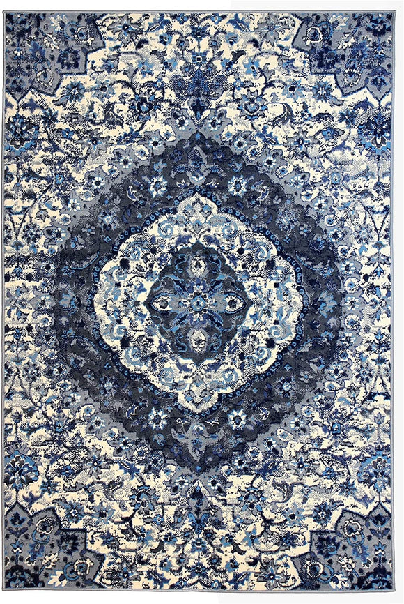 MISC Home Grey (8'x10') Rug 8' X 10' Medallion Traditional Rectangle Polypropylene Latex Free Stain Resistant