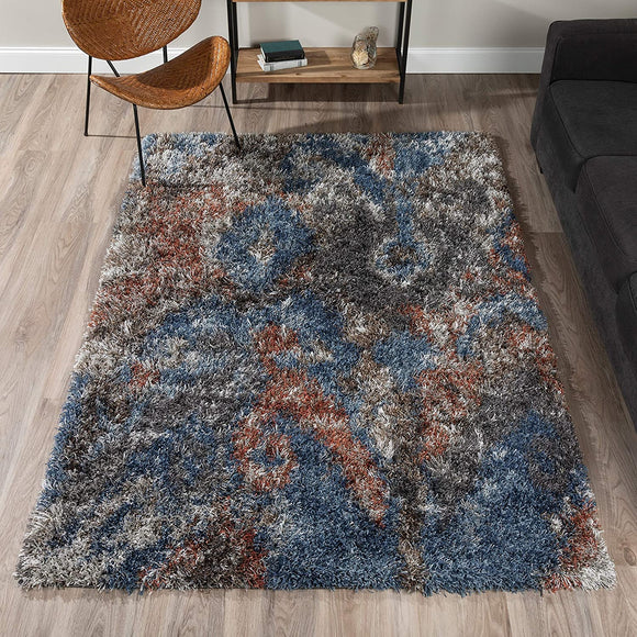 Unknown1 Plush Abstract Shag Blue/ Area Rug (5'3
