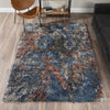 Unknown1 Plush Abstract Shag Blue/ Area Rug (5'3"x7'7") 5'3"x7'7" Blue Modern Contemporary Rectangle Polyester Polypropylene Contains Latex Stain