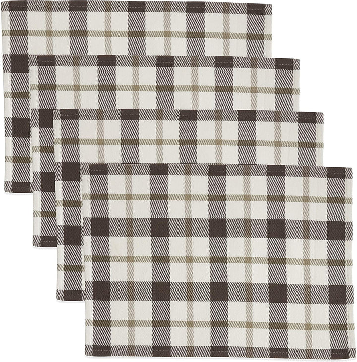 Plaid Design Cotton Placemats (Set 4) Grey Classic Farmhouse Modern Contemporary Rectangle