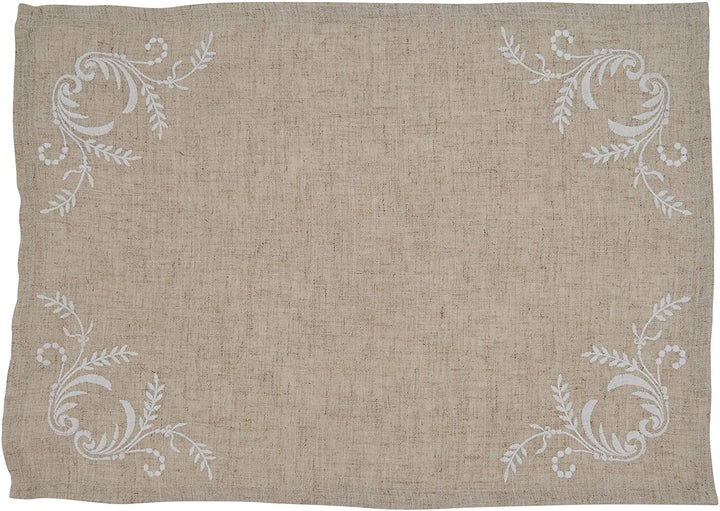 Elegant Placemats Embroidered Design (Set 4) Tan Oblong