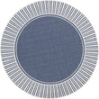 Unknown1 Border Indoor/Outdoor Area Rug 5'3" Round Blue White Transitional Olefin Latex Free Pet Friendly Stain Resistant