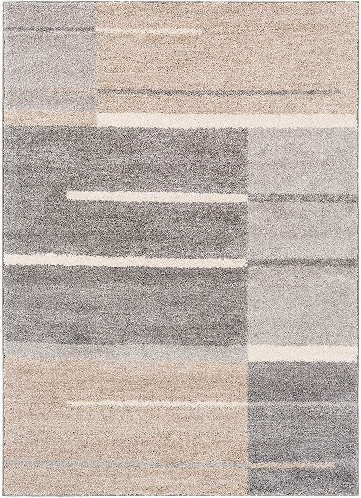 MISC Geometric Beige/Grey Area Rug 5' X 7'6" Brown Casual Rustic Rectangle Polypropylene Synthetic Contains Latex Pet Friendly Stain Resistant